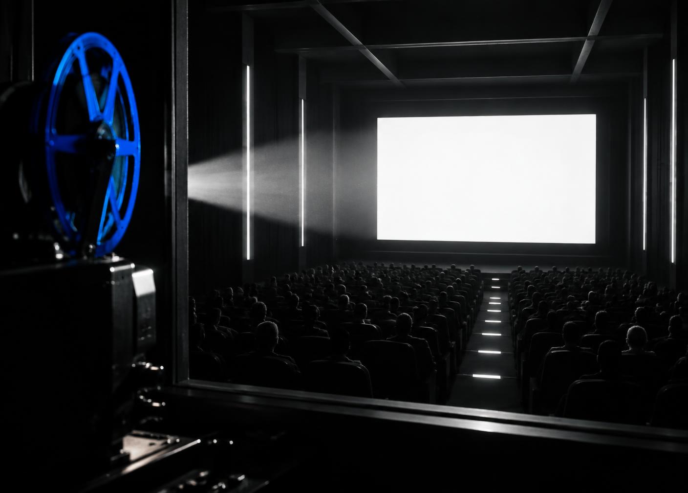 Cinema auditorium seen from the projection booth